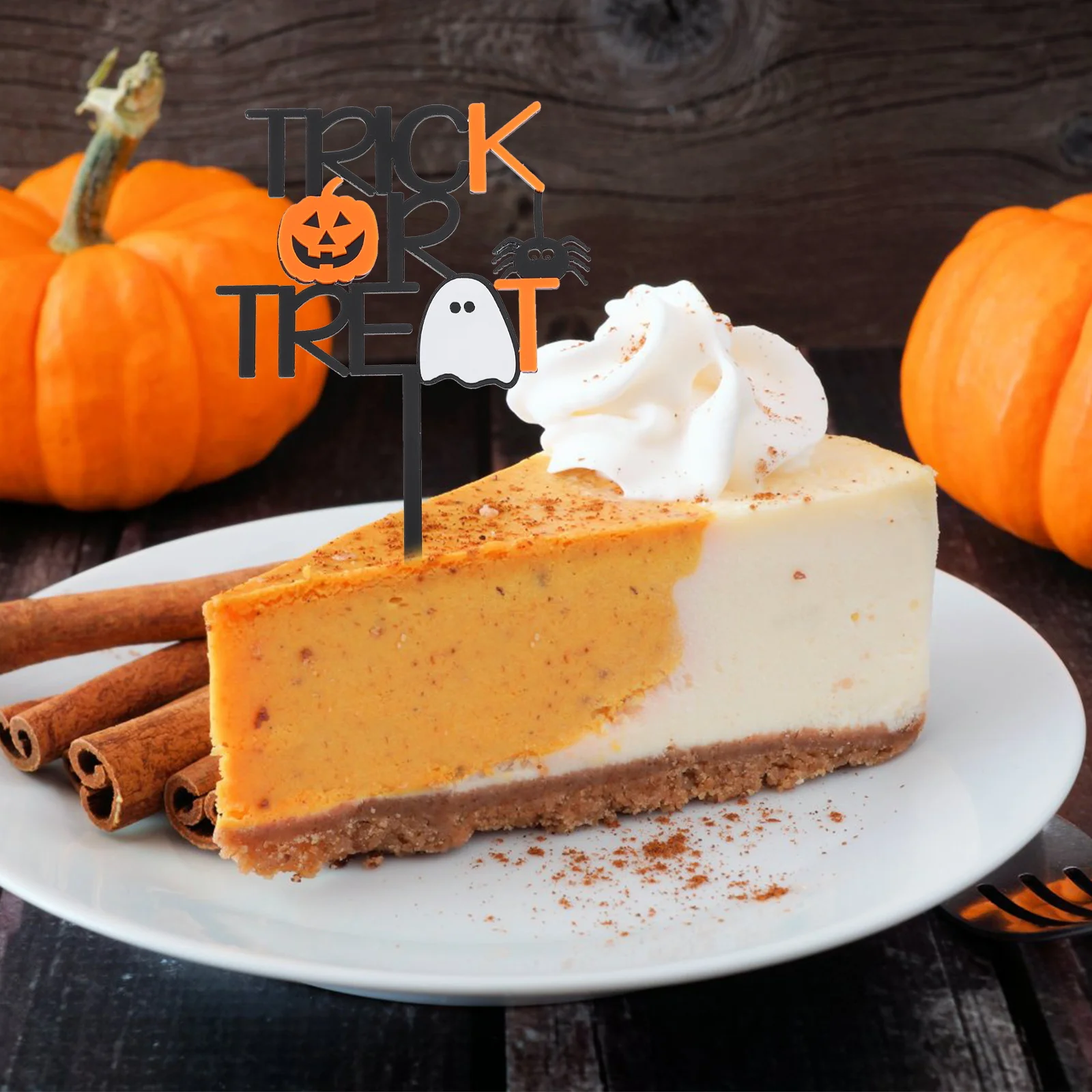 

Creative Pumpkin Ghost Cake Topper Halloween Themed Party Accessory Safe Easy to Use Cake Decoration Dessert Insert