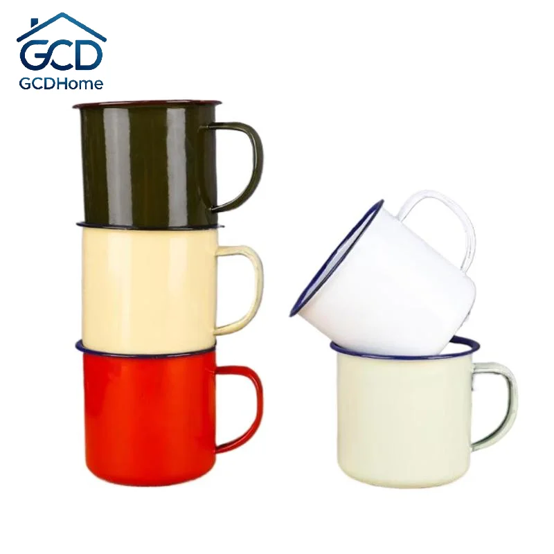 Food Safe Enamel Drinking Mugs Custom Logo Multiple Colors Sizes for Home Office Camping Party Gift Use