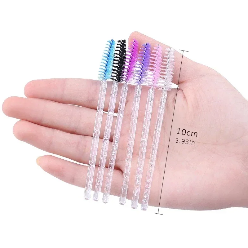 50Pcs Makeup brushes Disposable Crystal Eyebrow brush Diamond Handle Mascara Wand Applicator Eye Lashes Eyelash Extension Tool