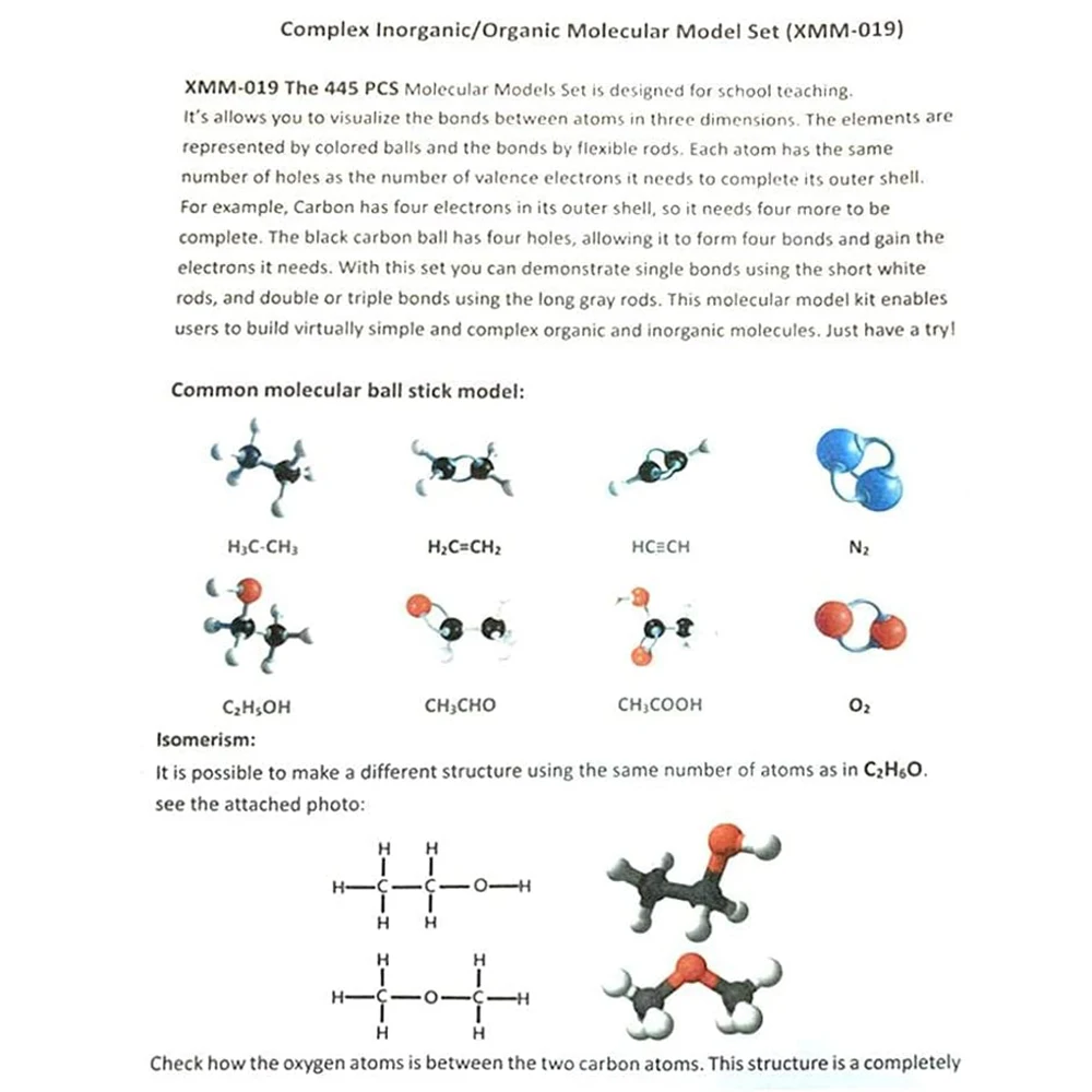 EF-125 шт. комплект молекулярной модели, электронная орбитальная модель, инструмент для помощи химии для учителей, студентов, ученых, урок химии
