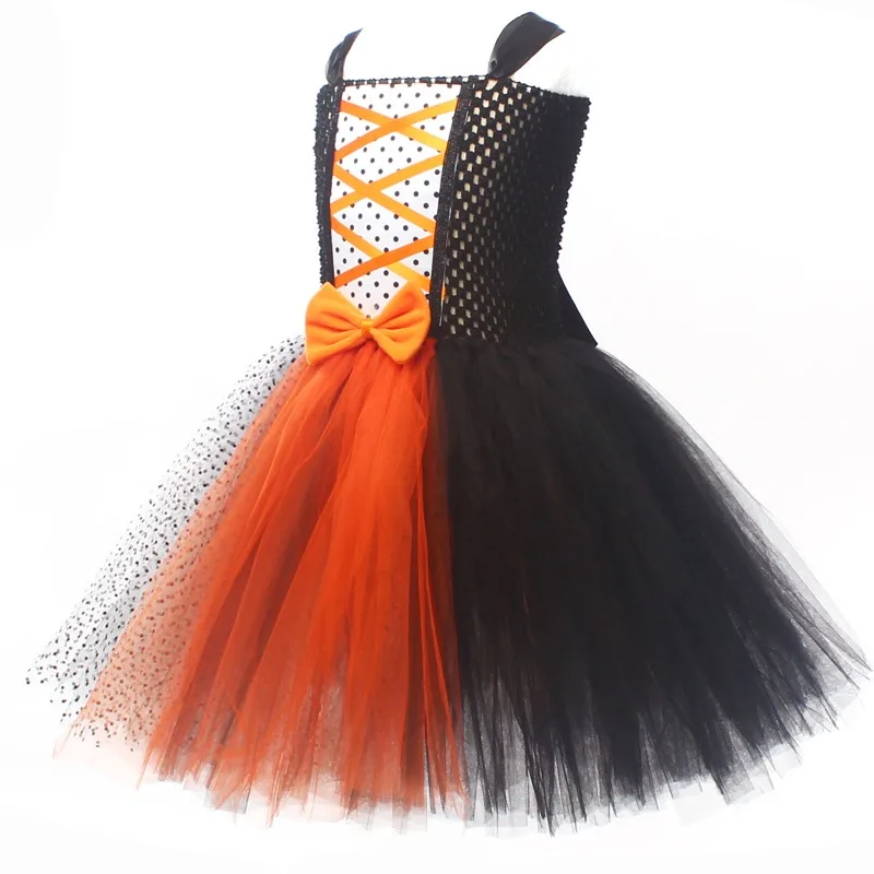 Full Set European-style Pumpkin Witch Outfit for Girls, Printed Long Dress Suit, Kids' Clothing for Halloween Parties & Stage