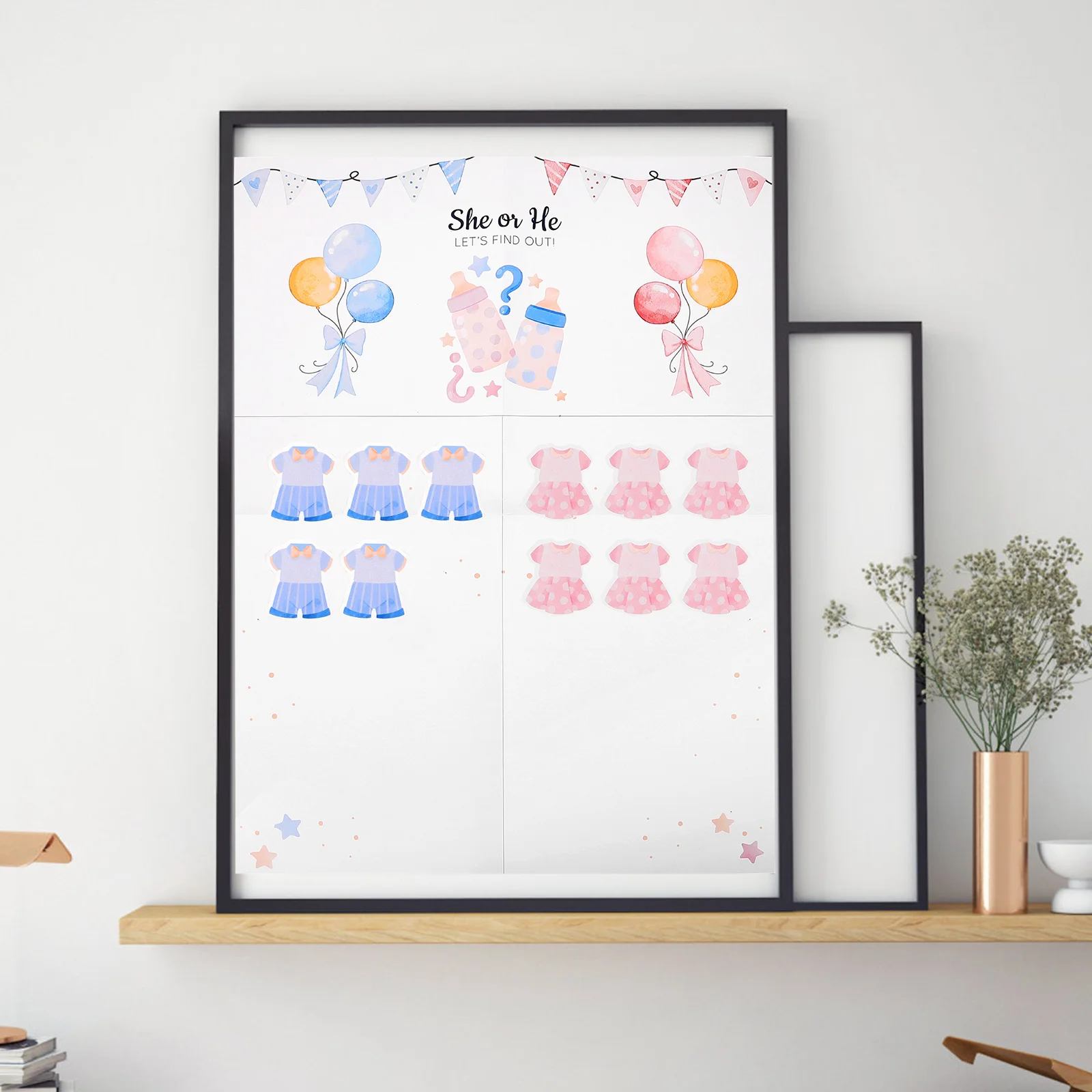 

1Set Baby Shower Gender Reveal Poster Cartoon Voting Stickers Party Decoration Interactive Game Baby Theme Gender Reveal Games