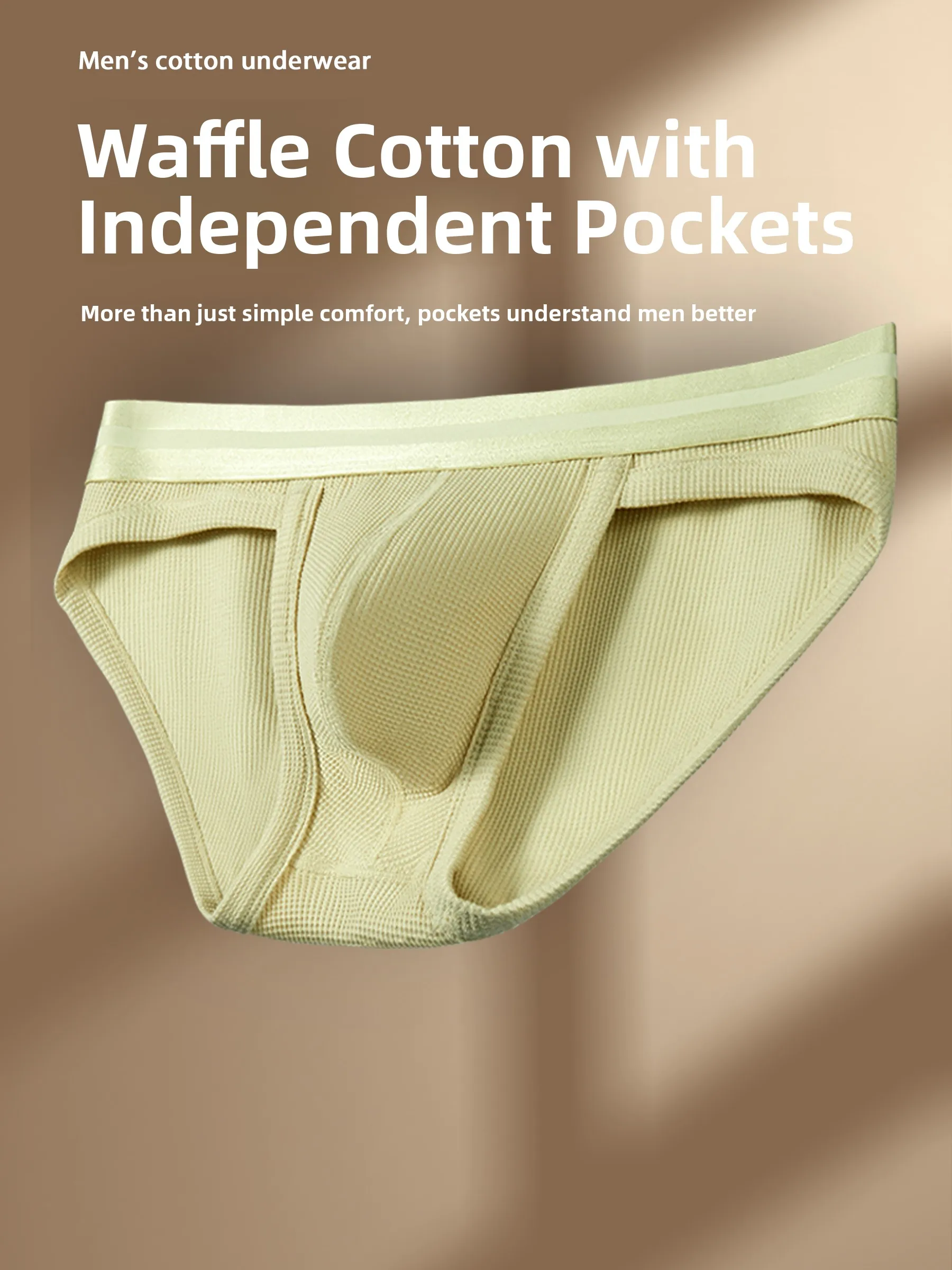 Men's Breathable  Underwear U-Shaped Design mid Waist Cotton Blend Moisture Wicking Supportive Testicle Design