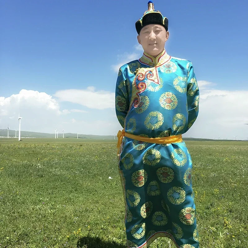

2026 Mongolian clothing Minority men's long ancient robes Performance clothing Adult stage performance Daily clothing