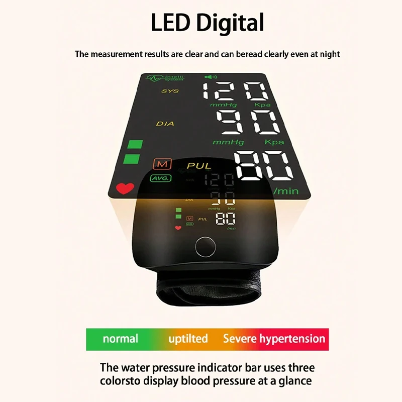 Rechargeable Wrist Blood Pressure Monitor for 2 Users