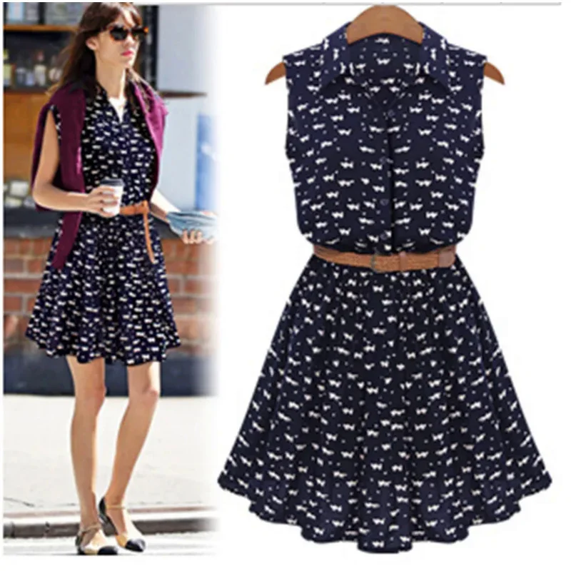 

Dress Women Summer Manufacturer new cotton summer show thin sleeveless printed undertakes Dresses Casual Vestidos JUF0004