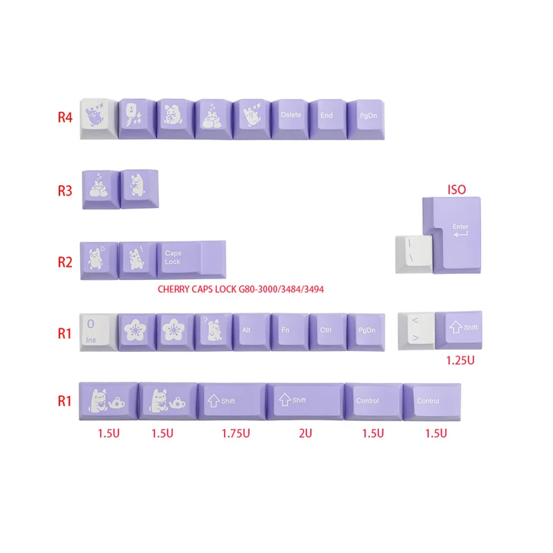 Imagem -02 - Cereja Perfil Gmk Coelho Keycaps 135 Teclas Tintura Subbed jp Fonte para Teclado Mecânico Usb com Fio Interruptor mx Iso Enter