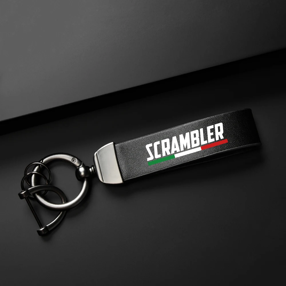 For Ducati SCRAMBLER 800 SUPERSPORT PANICALE Leather Suede Keychain Motorcycle Accessories Holder Carbon Leather Keyring