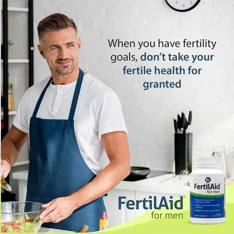 Suplementos de fertilidad masculina Soporte de fertilidad 60 cápsulas incluyen L-carnitina, zinc y folla