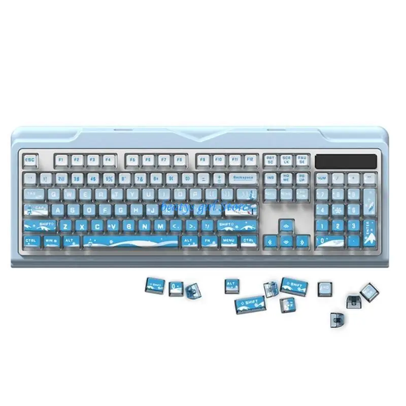 

C7AB Translucent Keycap Set Height Snow Pattern Backlit Keycaps for Mechanical Keyboards Gamers and Typists