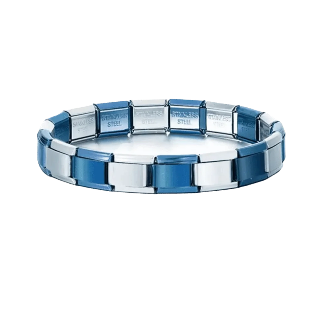 Stretchable Italian Chain Link Bracelet 9mm Popular Modular Stainless Steel Bracelet Square HipHop Elastic Hand Chain Birthday