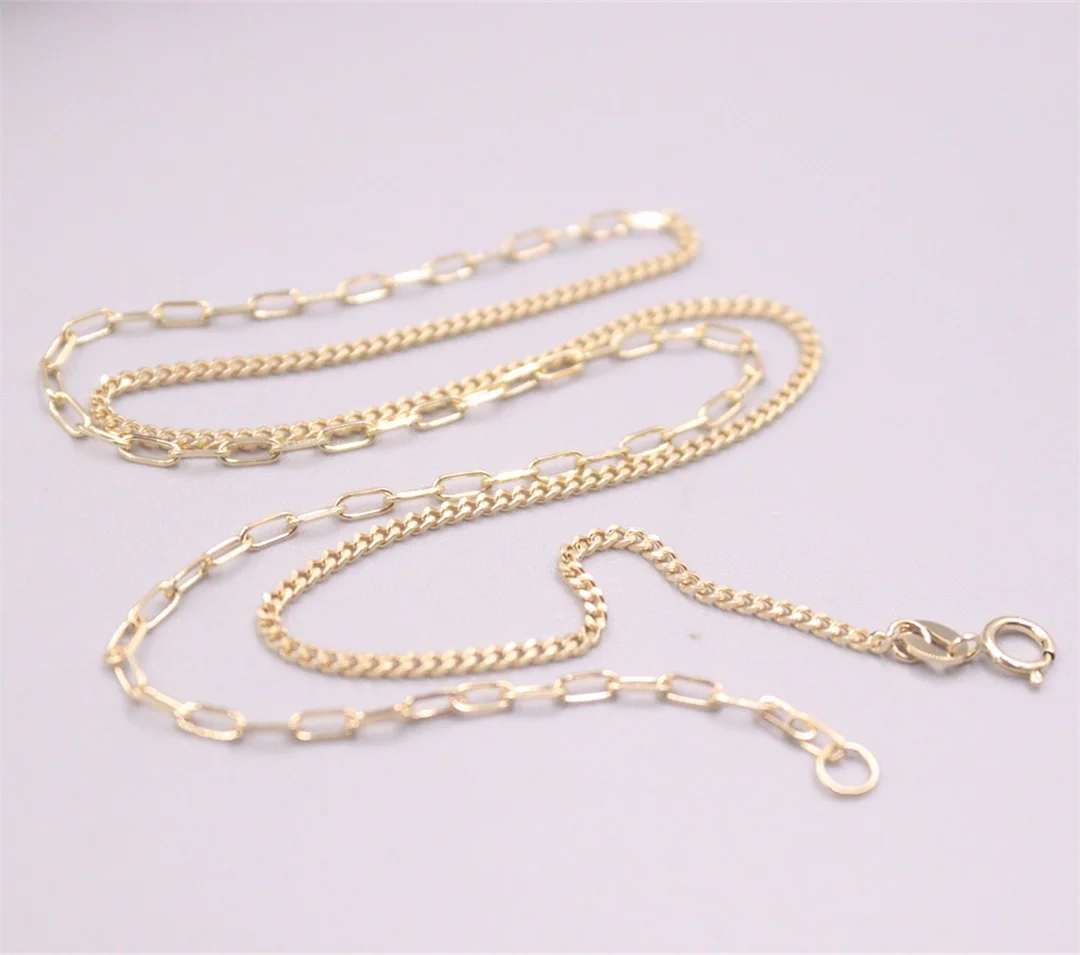 

Pure 18K Yellow Gold Chain Men Women 2mm O Curb Link Necklace 4.1-4.3g 18inch