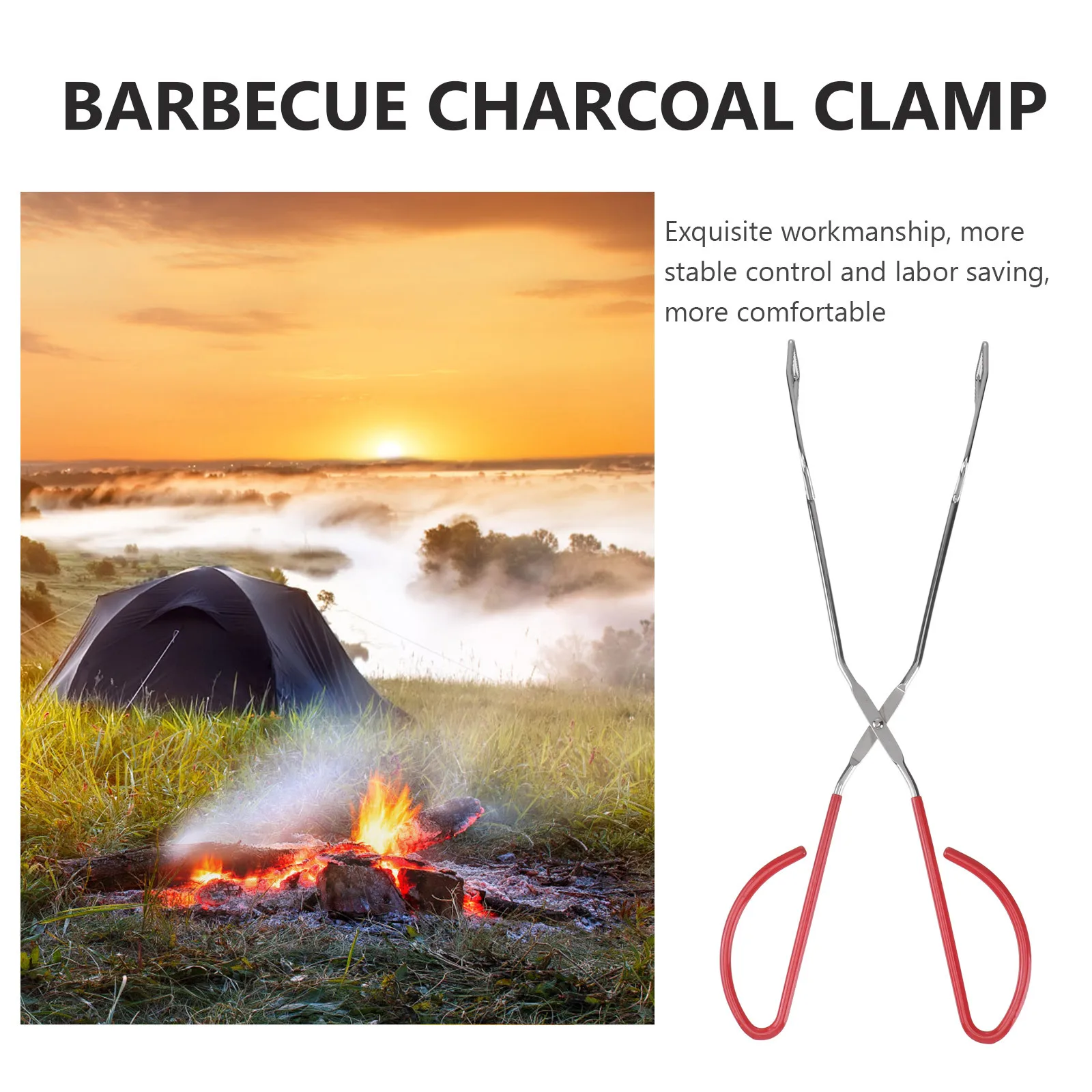 

Stainless Steel Charcoal Clip BBQ Tong Kitchen Grill Clamp Hollow Design Oil Sifting Durable Easy Storage for Barbecue Steak