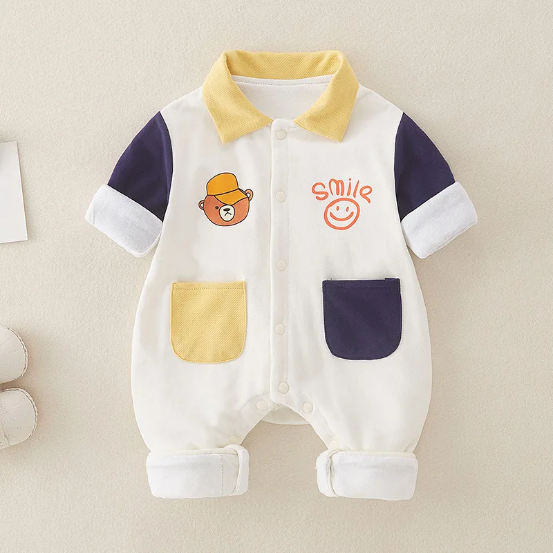 

UNITIM Kids Baby Girls Rompers Cartoon Printed Patchwork Toddler Boys Jumpsuits Spring Newborn Boys Bodysuits Infant Overalls