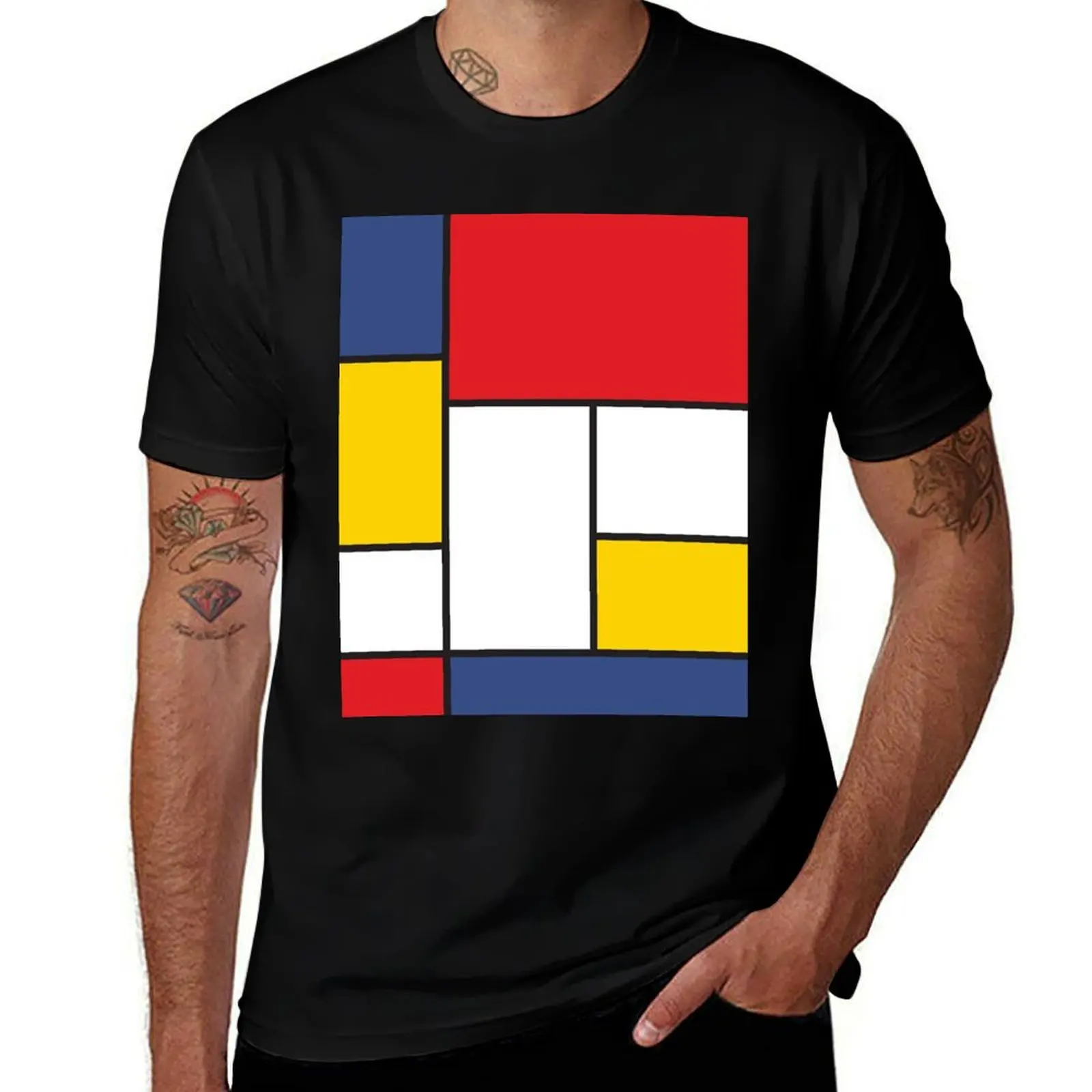 In the Style of Mondrian T-Shirt oversized graphic tee customizeds summer clothes customs design your own mens workout shirts