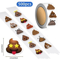500PCS Evil Fun Angel Poop Reward Stickers 10 Different Poop Stickers 2.5cm/1.0in Learning Reward Game Party Gift Seal