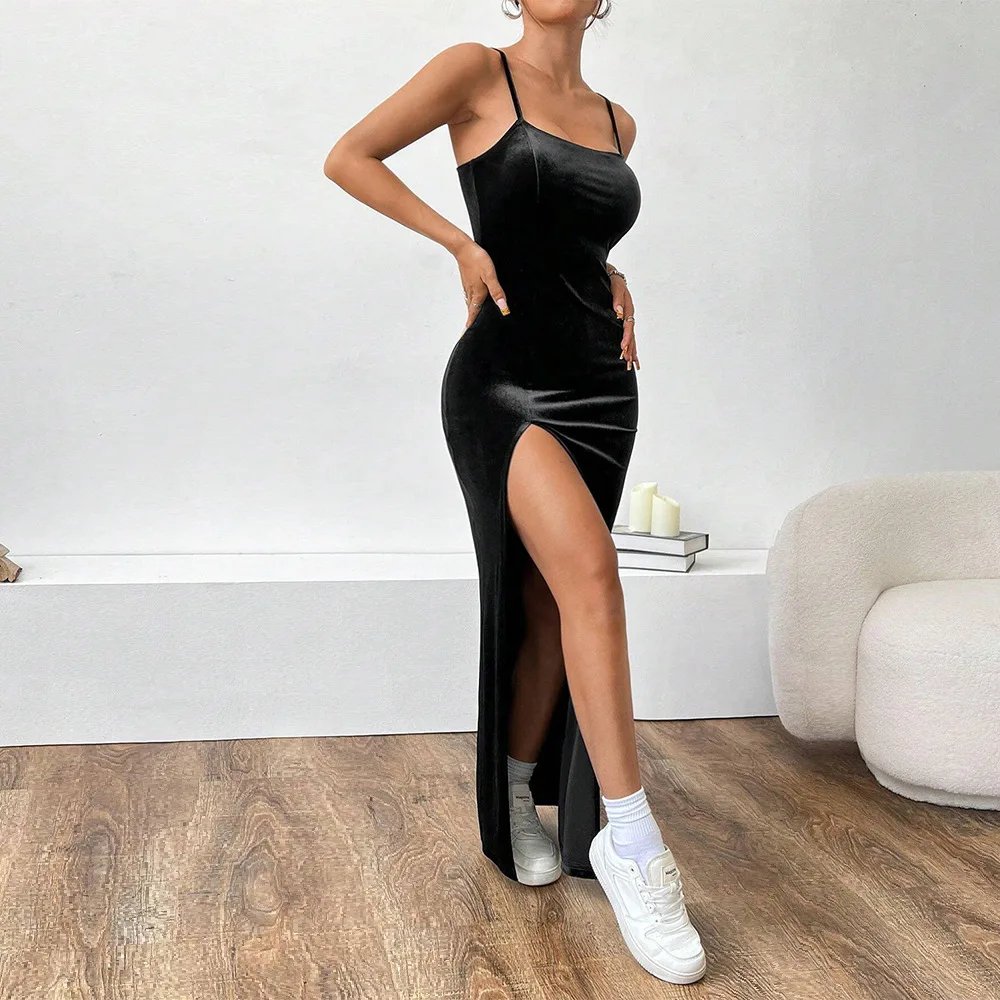 مثير حزام حار منتصف طول الدكتور سبليت عالية الخصر عبر الحدود الشتاء Thiened محبوك البوليستر الدكتور للنساء #4