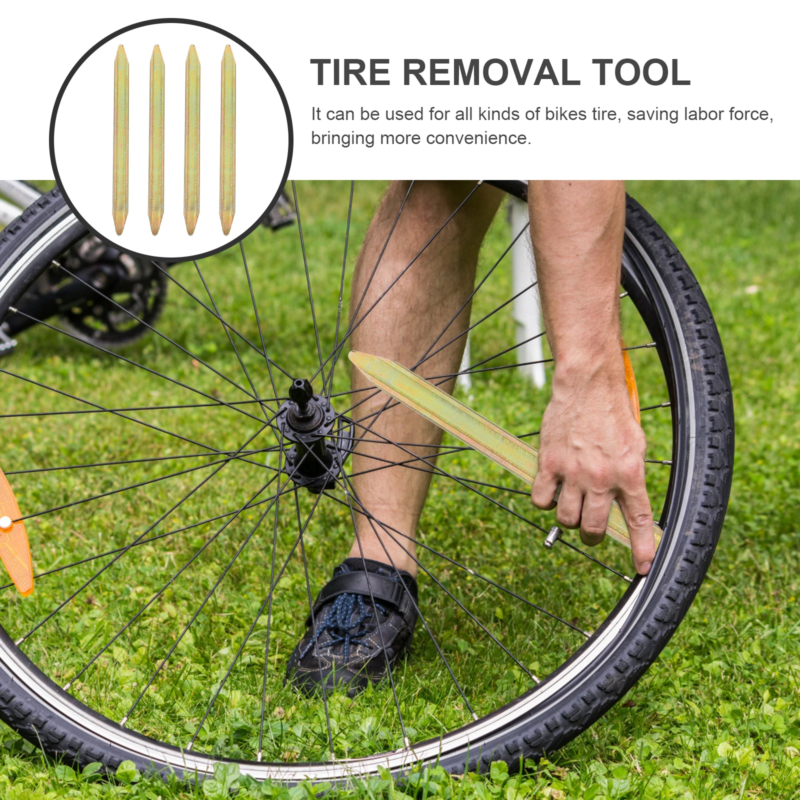 

4 шт., набор рычагов для велосипедных шин, эргономичный, удобный, уличный, высокопрочный, аксессуары для замены шин, аксессуары для ремонта, практичные рычаги