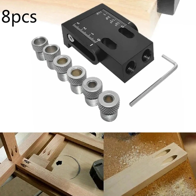 15-Degree Angle Woodworking Oblique Hole Locator 8Pc Angle Drill Guide Set DIY Carpentry Tools For Woodworking Tools