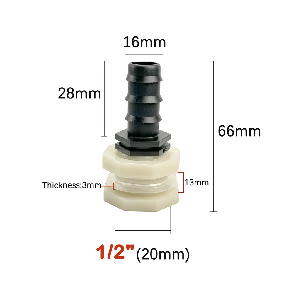 1/2 \'\'3/4\'\' złączka z przegrodą podwójne gwintowane złącze zbiornika wody do beczka na deszczówkę, akwarium, basenu, węża ogrodowego, wiadra