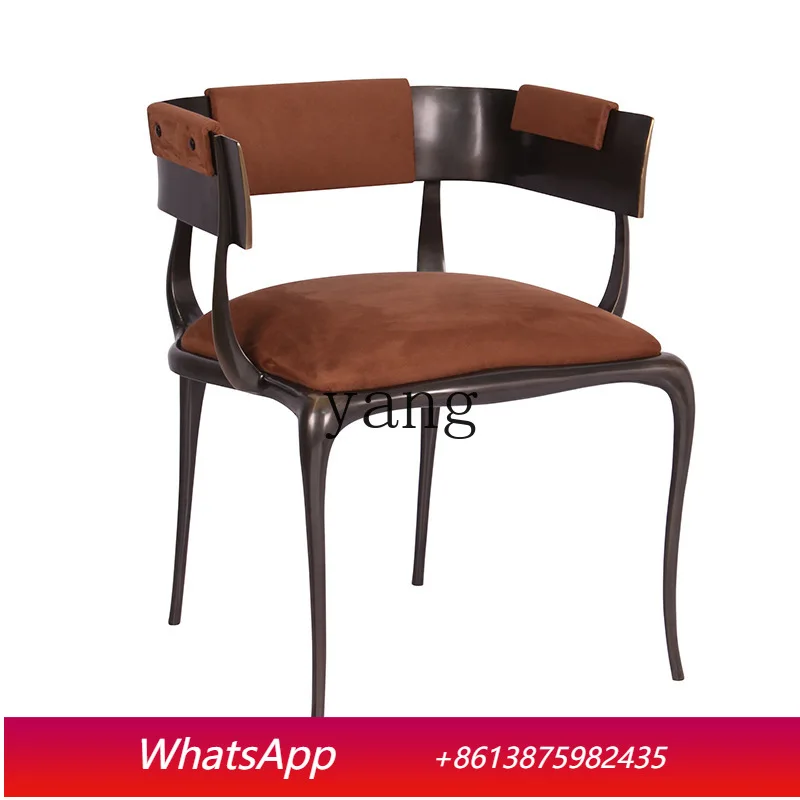 

LTT light luxury black bronze dining chair armchair high-end villa household single chair