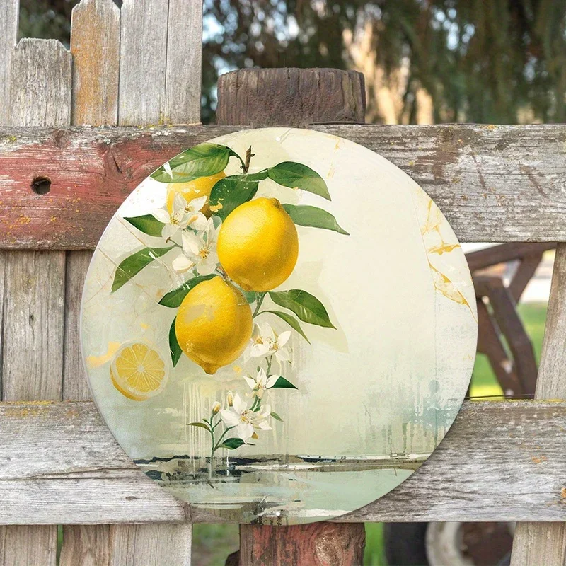 Metal Sign Lemon Bunch Summer Fruit Sign, Wall Art, Vintage Kitchen Bedroom Decor Je Suitable For Scenarios farmhouse decor