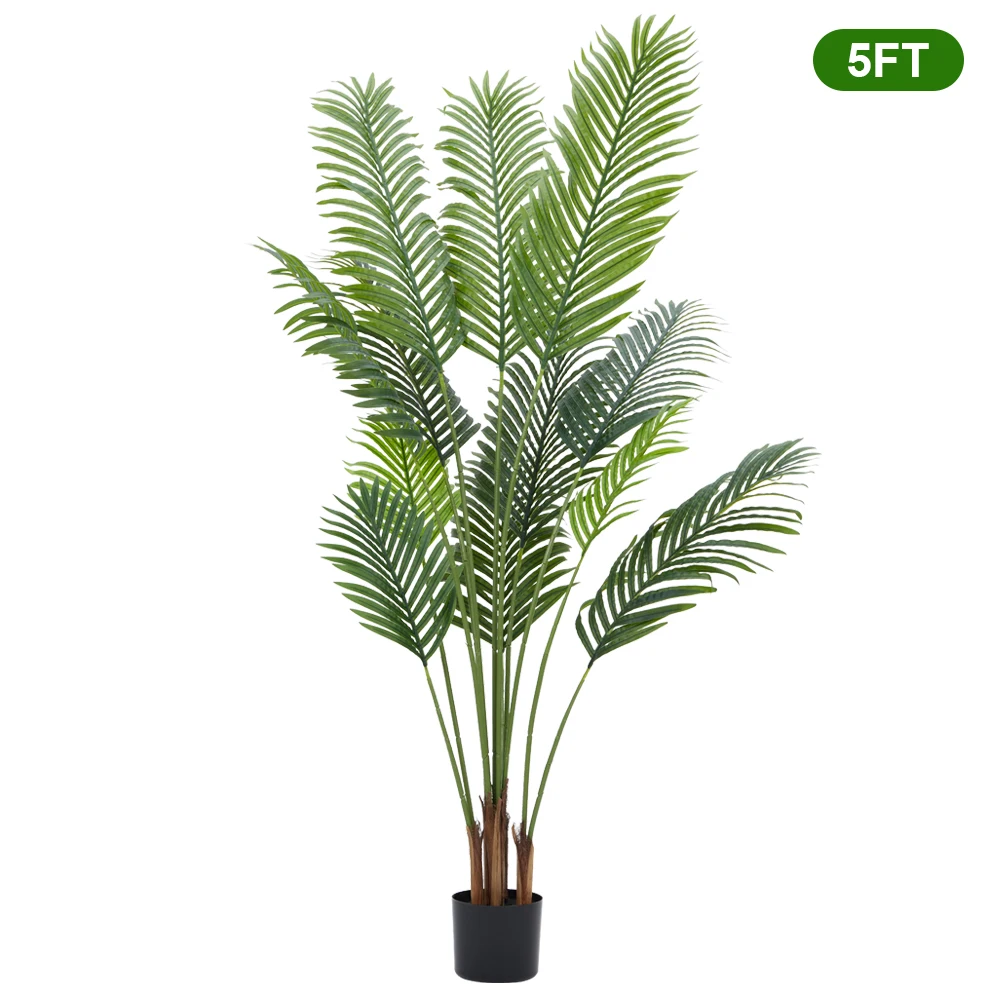 5FT Artificial Palm Tree Tall Fake Tropical Palm Tree Faux Plants in Pot for Indoor Outdoor Decor Modern Home Office Corner