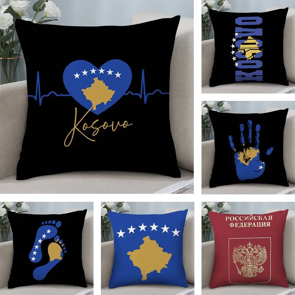 

Kosovo Passport Flag Pillow Case Sofa Short Plush Double-sided HD Printing Room Home Office Gift Cushion Cover