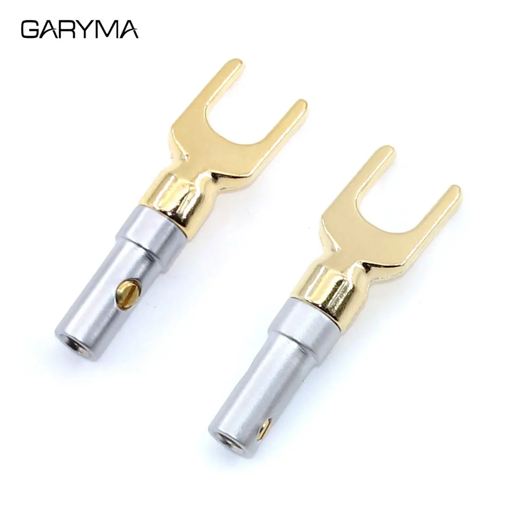 2Pcs Gold-plated Banana Plug Connector U/Y Fork Terminals Audio Screw Fork Spade Connector for Binding Post