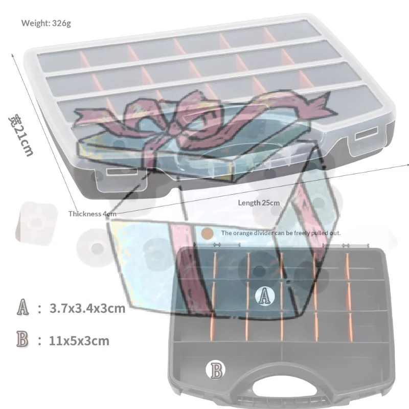 

【CCA】1 PCS Plastic Tool Organizer Box Thickened Compartment Case For Screws Drill Bits Parts Storage