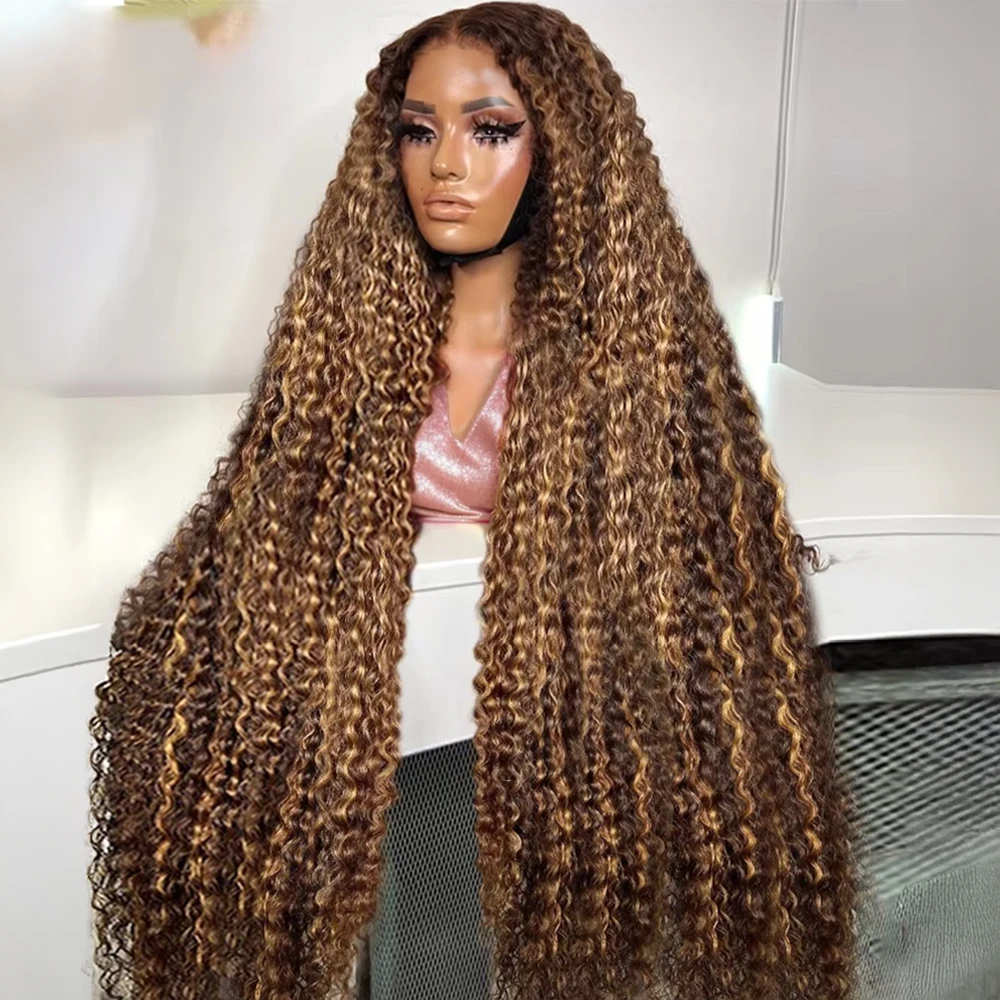 

Highlight Ombre Curly 13x6 HD Lace Front Human Hair Wig 4/27 Brown Colored Glueless 7x5 Loose Deep Wave Lace Frontal Wig 250%