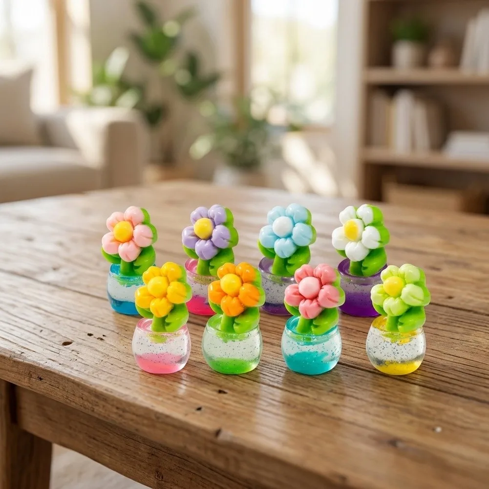 160 Pcs Miniature Flower Figurines Resin Colorful Potted Plants Desktop Decor For Computer Monitor Car Dashboard Office Home