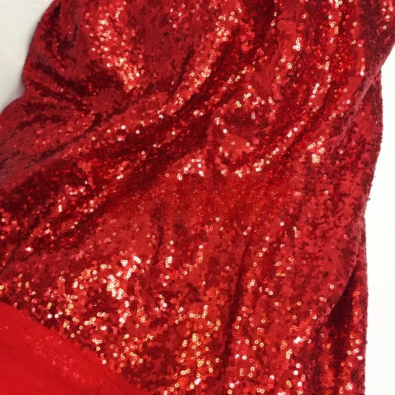 3mm Large Red Sequin Fabric  Gold Bead Special Dense Stage Dress Fabric  Fishtail Skirt Fabric