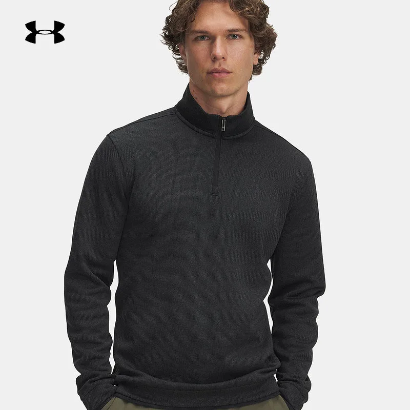 Sudadera con capucha Under Armour, nuevo estilo, informal, deportiva, para hombre, con media cremallera, negra, de manga larga, 6003722-001