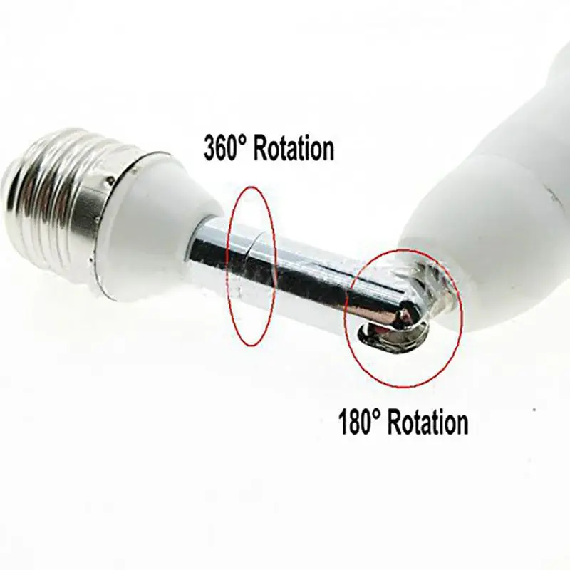 E27 Buchse Extender Adapter, E27 zu E27 Verlängerung, Flexible Medium Glühbirne Sockel Converter, 180 Grad Biegsamen