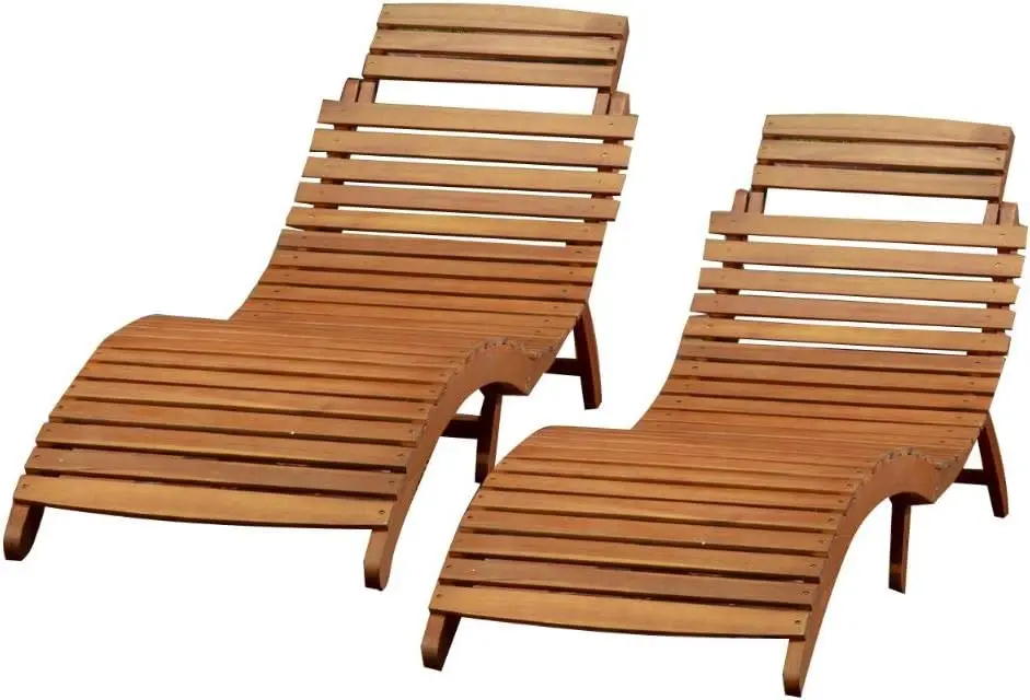 

Lahaina Wood Outdoor Chaise Lounge Set, 2-Pcs Set, Natural Yellow