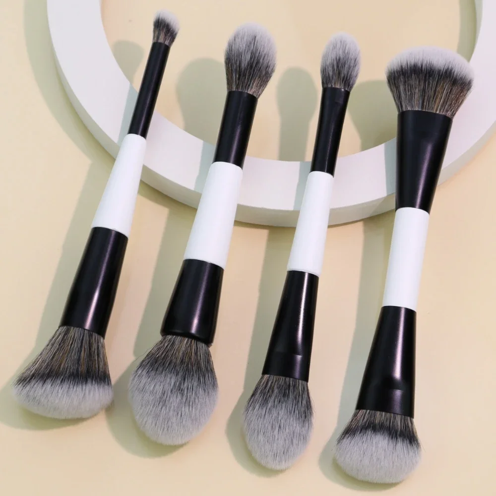 Pinceau pour fond de teint à double extrémité, fard à joues en poudre à double extrémité et pinceau de maquillage pour Contour de fond de teint