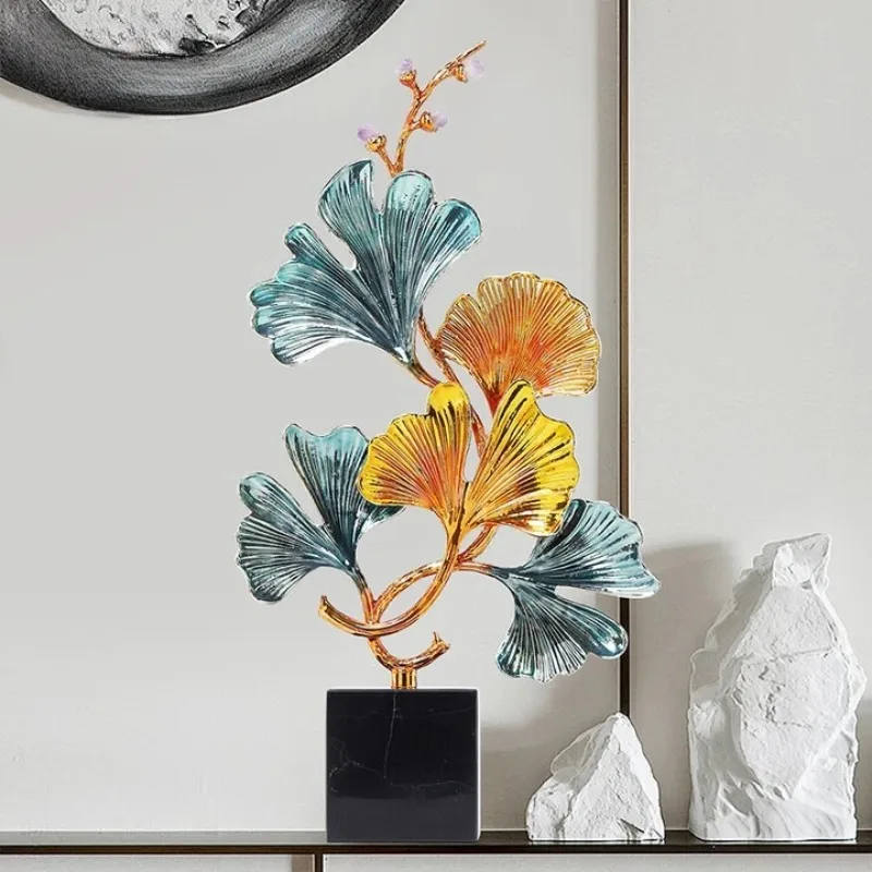

Enamel color ginkgo biloba high-end ornament handicrafts living room porch study office opening ornament housewarming