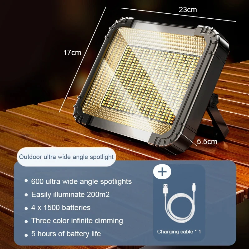 

Outdoor Solar Portable High-Power LED Ultra Bright Waterproof Outdoor Camping Charging Emergency Lighting Handheld Light Camping