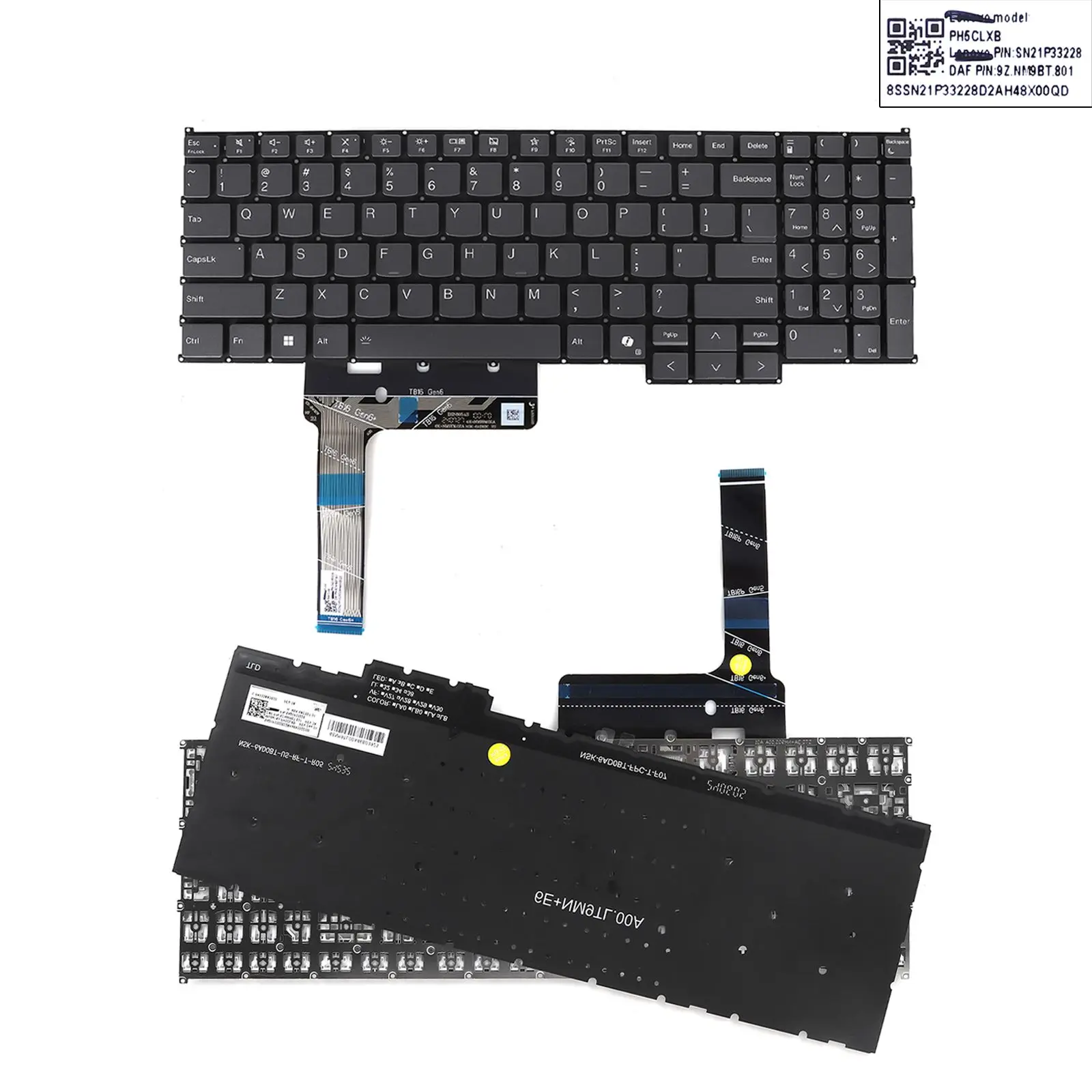 

US Laptop Keyboard for Lenovo ThinkBook 16p G4 IRH 16p G5 IRX Gray with Backlit & AI without Frame