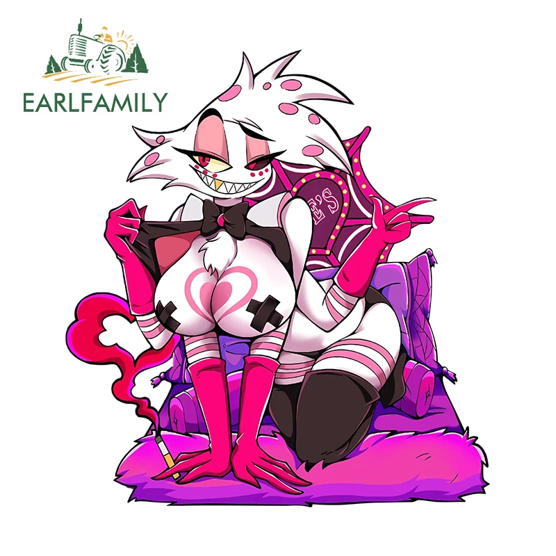 

EARLFAMILY 13cm × 12.1cm Sexy Helluva Boss Car Stickers Funny Playful Girl Cartoon Tuya Decals Amuisng Car Window Decoration