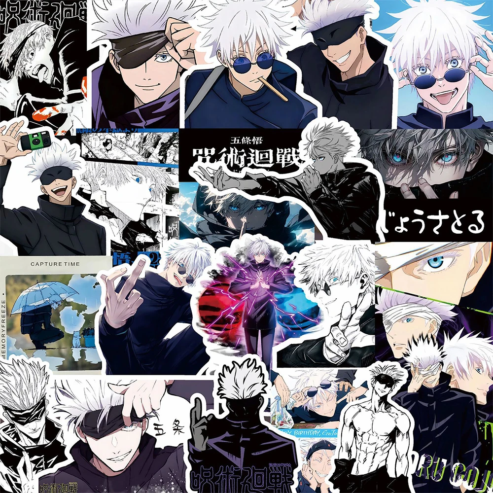 10/30/75pcs Cool Anime Jujutsu Kaisen สติกเกอร์ Satoru Gojo Decals สเก็ตบอร์ดแล็ปท็อปรถจักรยานยนต์กันน้ําคลาสสิกของเล่นสติกเกอร์