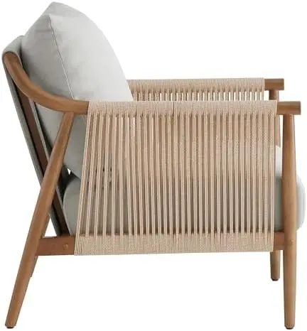 Braid Armchair, Modern Accent Chair for Living Room, Light Grey