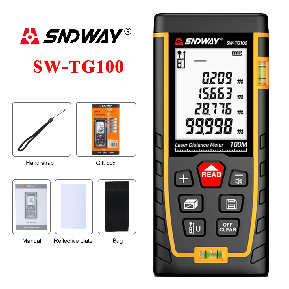 SNDWAY Laser Distance Meter Digital Rangefinder Laser Tape Measure Tool 50M 70M 100M 120M Electronic Ruler Laser Range Finder