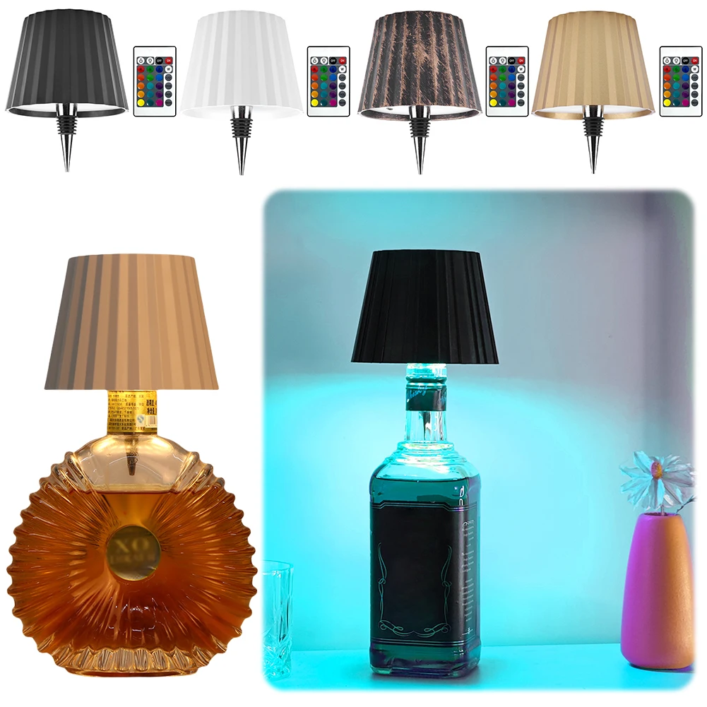 Wireless Bottle Lamp Rechargeable LED Table Lamp 3 Color + RGB  Wine Bottle Lamp Touch-Control Desk Lamp for Bars Restaurants