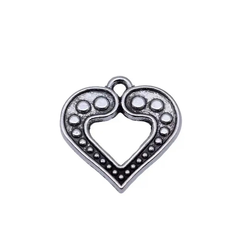 

20pcs 17mm Alloy metal accessories tibetan silver heart shape pendants for DIY findings HWH0902