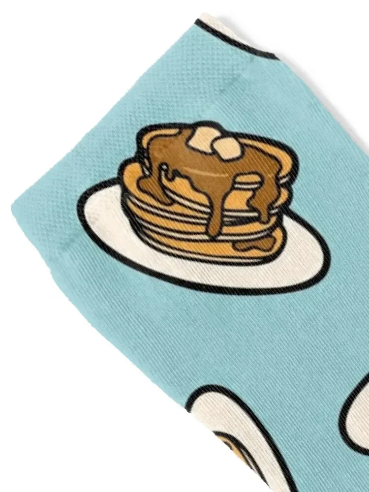 Pancakes with Butter and Syrup Pattern on Blue Socks with print ankle football Socks Female Men's