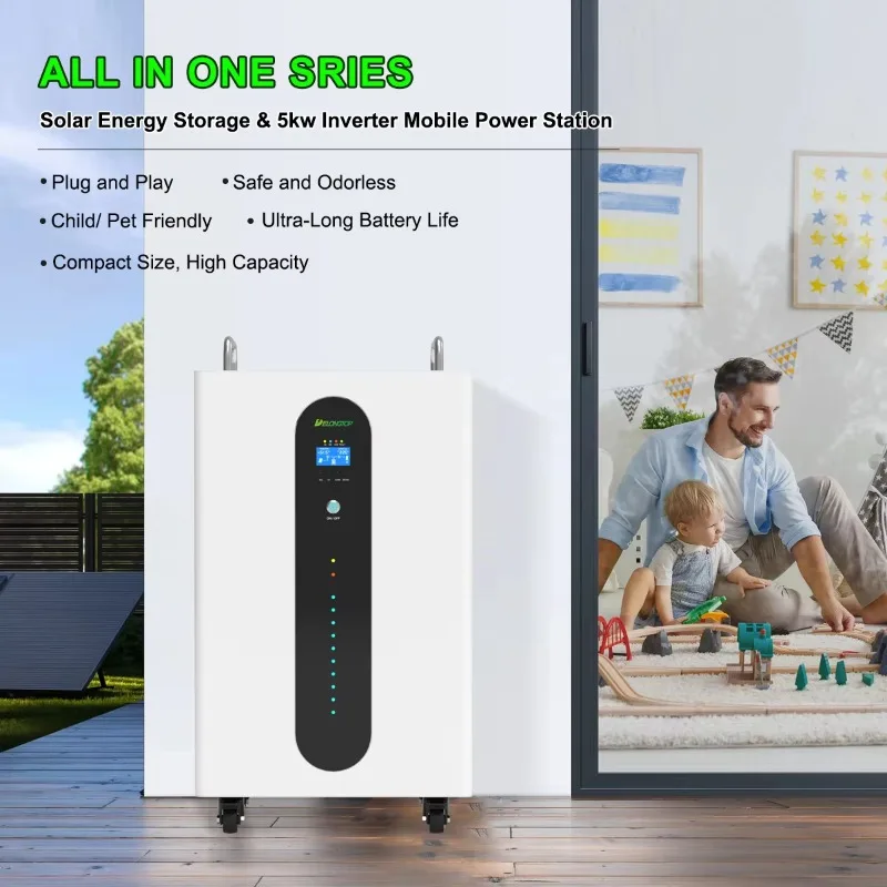 

Plug and Play 5000W Portable Power Station 51.2V 100AH Lithium Ion LiFePO4 Solar Panel Inverter AC 220V 230V 240V Power Bank