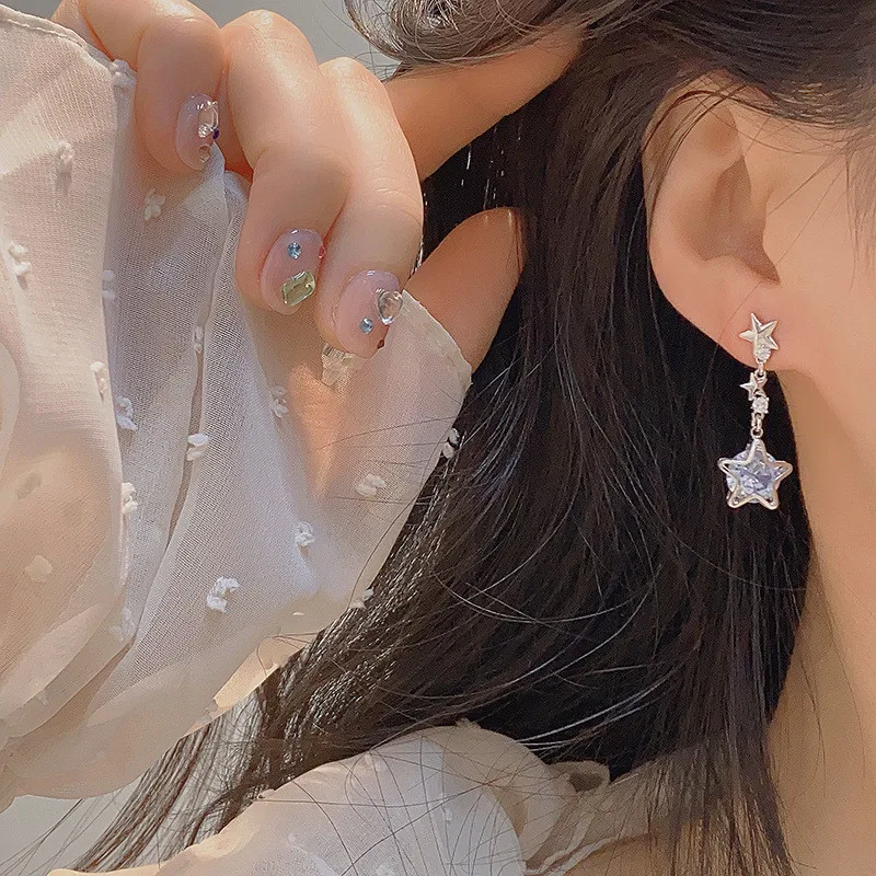 Little Star Inlaid Zirconia Cubic Zirconia Women's Silver Plated Pendant Fashion Ladies Jewelry 2023 New Style Stud Earrings image 2