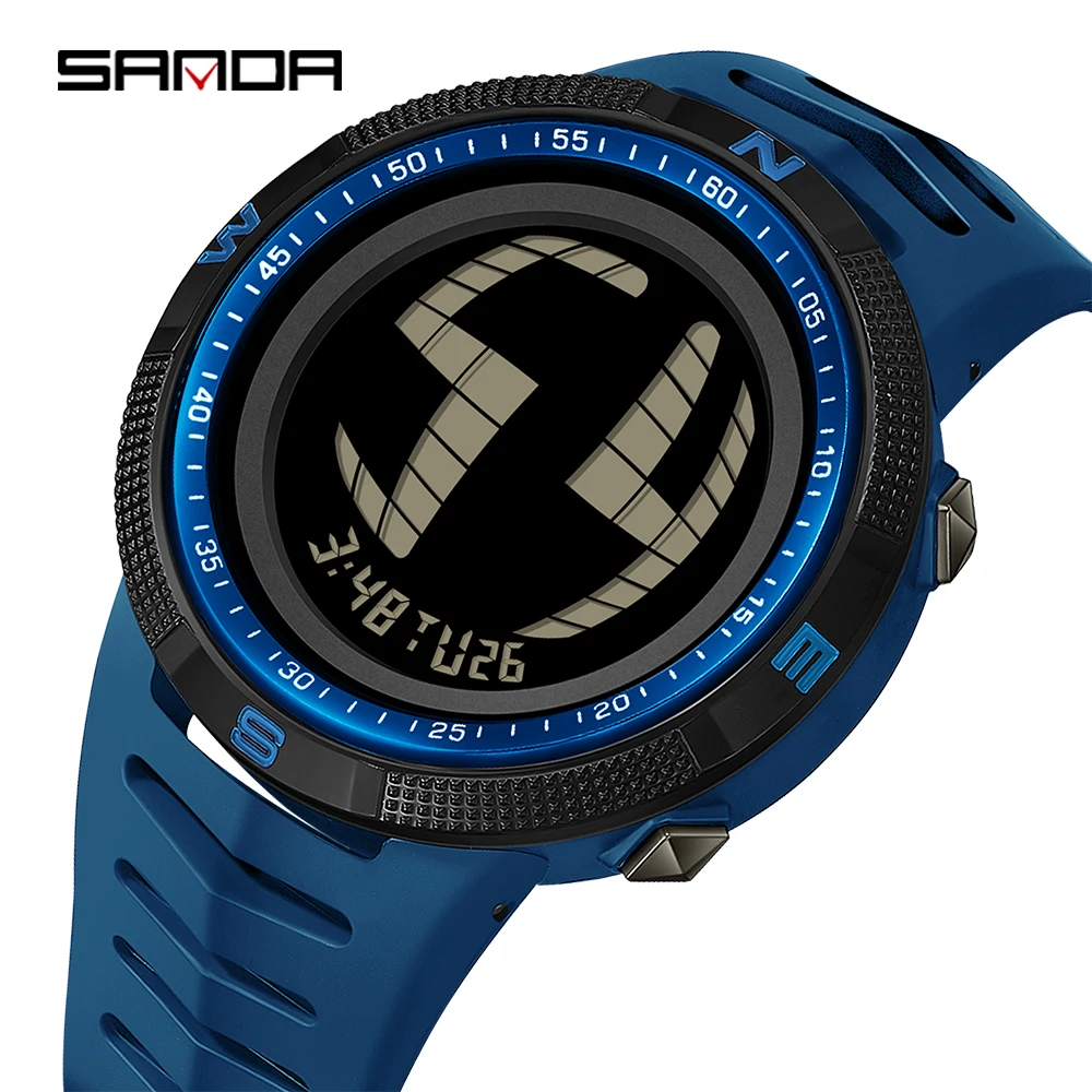 

SANDA SD6214 Электронные часы для занятий спортом на открытом воздухе Многофункциональные часы Будильник Водонепроницаемые светодиодные цифровые часы